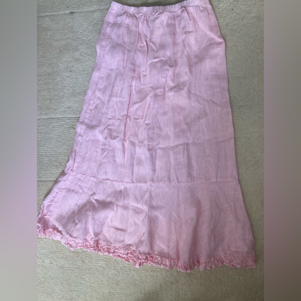 Vintage Pink Linen Maxi Skirt